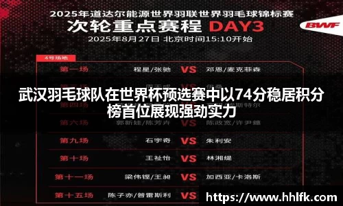 武汉羽毛球队在世界杯预选赛中以74分稳居积分榜首位展现强劲实力